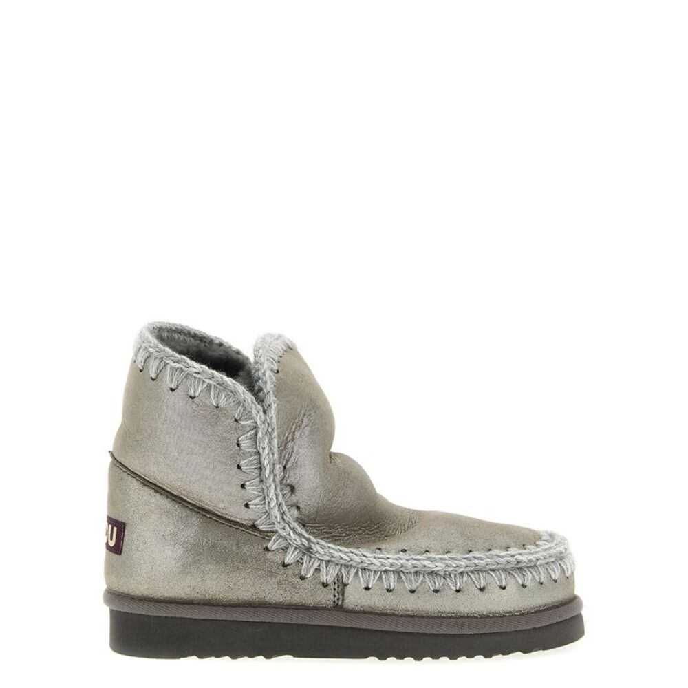 Mou Silver Lambskin Ankle Women's Boots